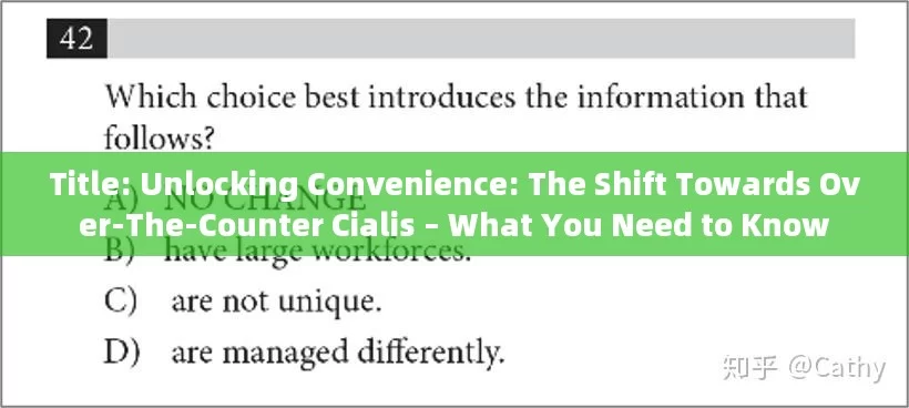 Title: Unlocking Convenience: The Shift Towards Over-The-Counter Cialis – What You Need to Know