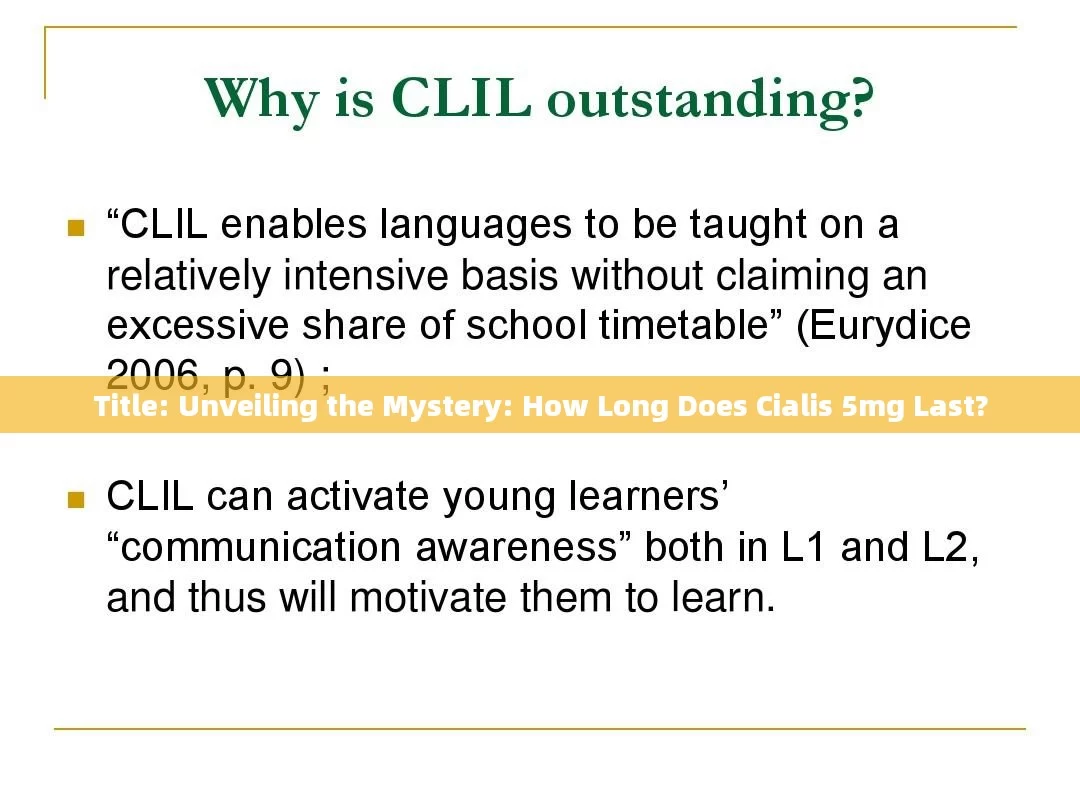 Title: Unveiling the Mystery: How Long Does Cialis 5mg Last?