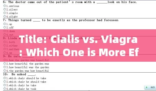 Title: Cialis vs. Viagra: Which One is More Effective?