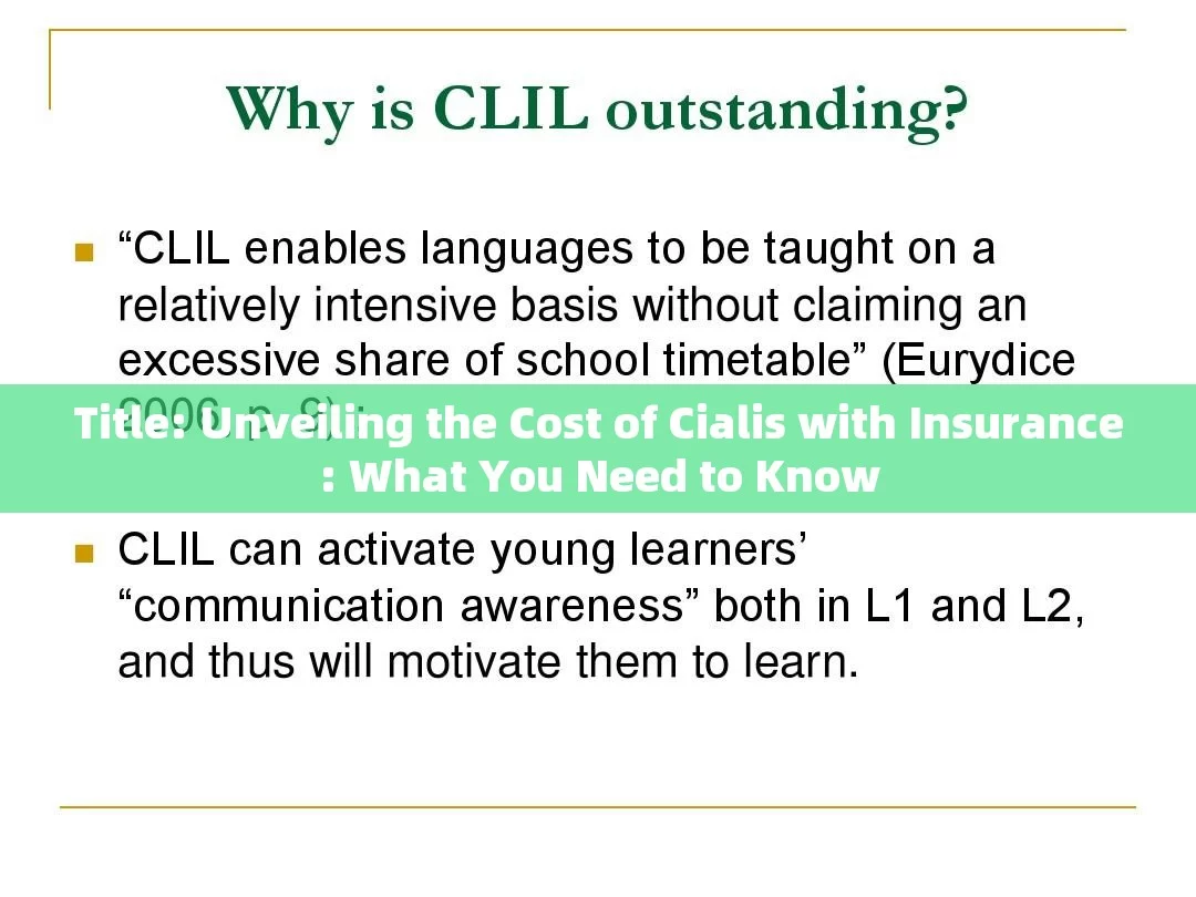 Title: Unveiling the Cost of Cialis with Insurance: What You Need to Know