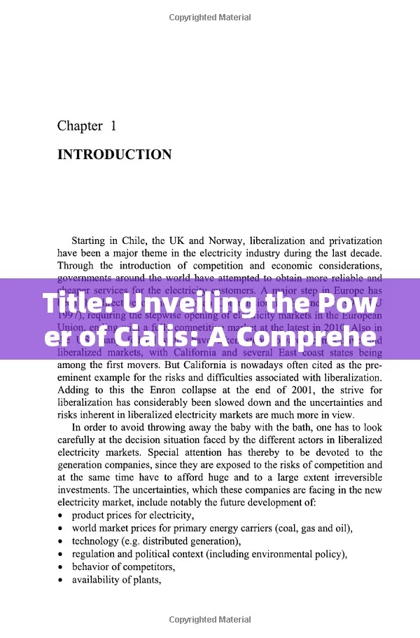 Title: Unveiling the Power of Cialis: A Comprehensive Guide to Enhanced Intimacy