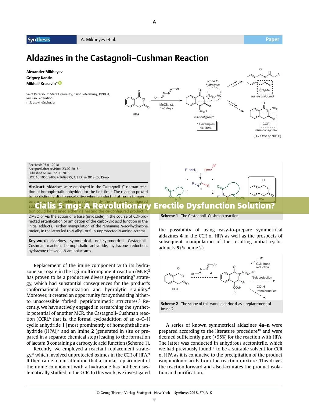 Cialis 5 mg: A Revolutionary Erectile Dysfunction Solution?