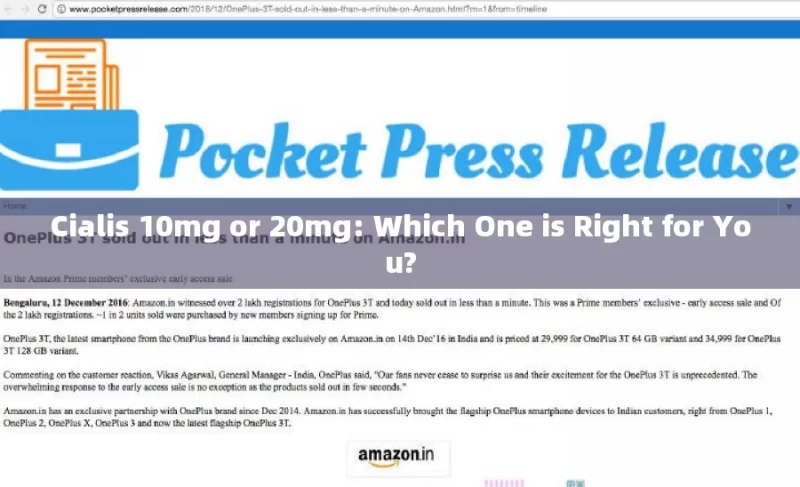 Cialis 10mg or 20mg: Which One is Right for You?