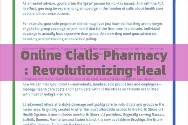 Online Cialis Pharmacy: Revolutionizing Healthcare, Online Cialis Pharmacy: A Convenient Solution for Mens Health